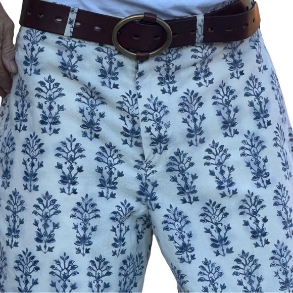 Vtg POLO Ralph Lauren Pants Mens 32 Blue / White Block Print Cotton - Picture 6 of 14